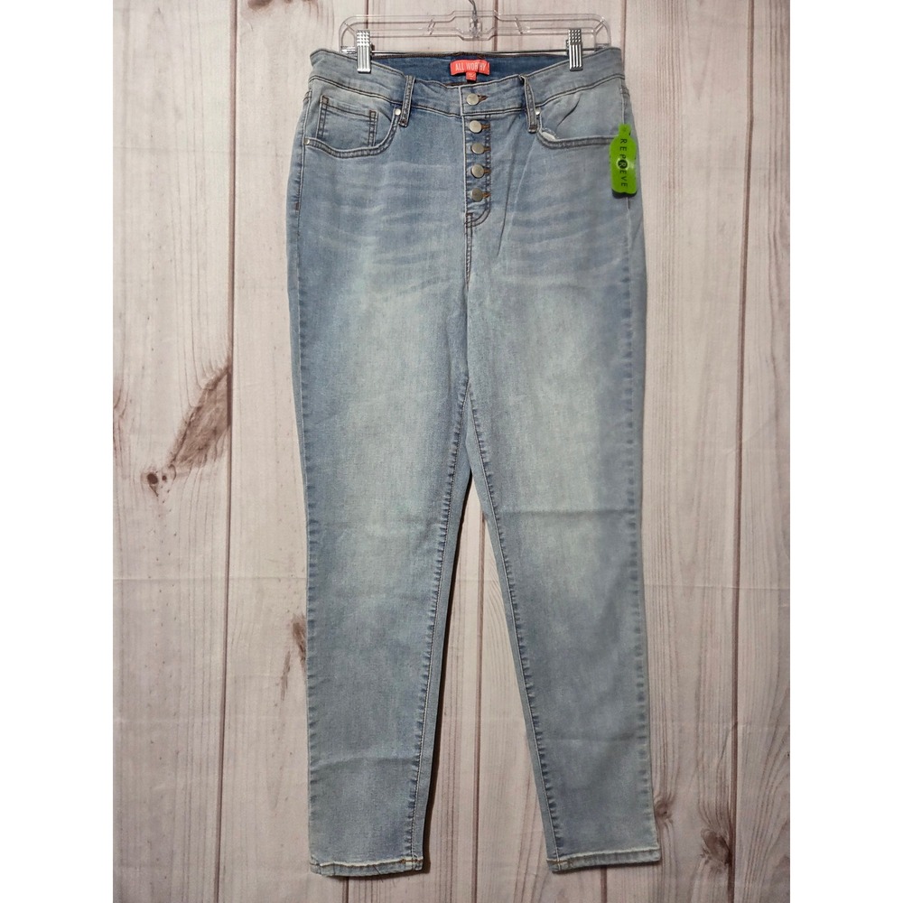 ALL‎ WORTHY Women Light Wash High Rise Button Fly Ankle Skinny Jeans Size 14